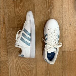 Adidas Cloud White and Sky Blue Sneakers